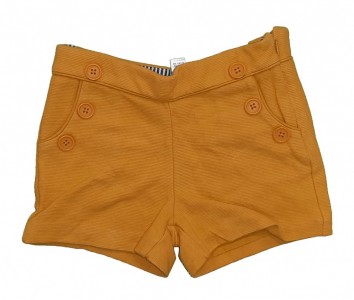 Rumene kratke hlače z žepi in okrasnimi gumbi 4-5 L