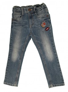 Modre jeans hlače z regulacijo in našitkom 4-5 L