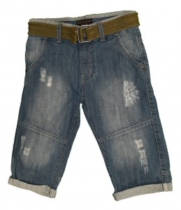 Modre jeans kratke hlače s pasom 7-8 L
