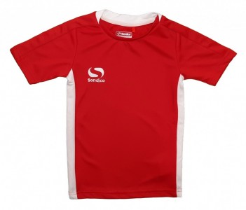 Rdeča športna majica z belimi dodatki 3-4 L