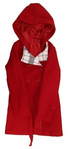 Rdeč zimski plašč s kapuco 12+ L