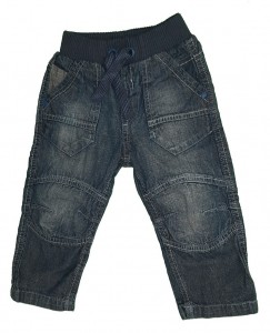 Modre jeans hlače z elastičnim pasom in vrvico 18-24 M