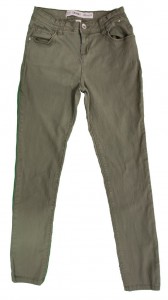 Olivne elastične jeans hlače z regulacijo 12+ L