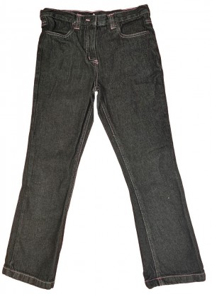 Črne dolge jeans hlače z roza šivi 8-9 L